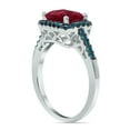 thumbnail image 3 of SZUL Women's 2 1/2 Carat Emerald Cut Ruby and 1/3 CTW Blue Diamond Ring in 10K White Gold, 3 of 6