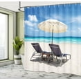thumbnail image 4 of Ambesonne Landscape Shower Curtain, Beach Chair Umbrella View, 69"Wx70"L, Deep Sky Blue Plum, 4 of 4
