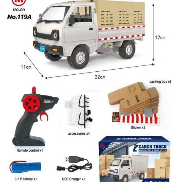 1:10/1:16 Wpl D12 Rc coche simulación deriva escalada camión luz Led transporte carga Control remoto juguetes eléctricos regalo para niños