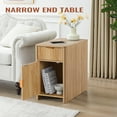 thumbnail image 3 of YOCWO Fluted Narrow Nightstand Set of 2 with Charging Station for Bedroom, Wood End Table with Drawer and Door for Living Room, Beige, 3 of 8