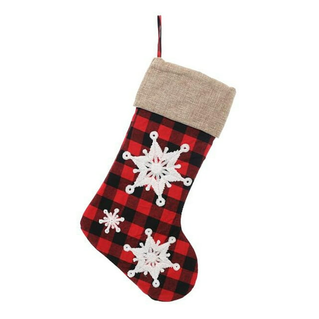 Recién llegado Calcetines navideños con copos de nieve bordados tridimensionales Adornos navideños Calcetines Decoración de regalo-Un tipo de celosía Calcetines tridimensionales co