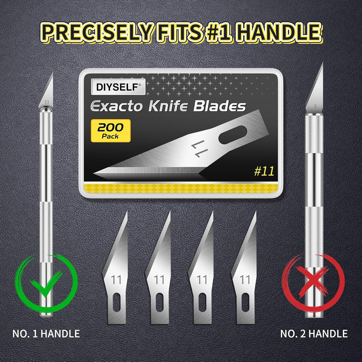 200 PCS Exacto Knife Blades #11, Exacto Knife Replacement Blade, High Carbon Steel #11 Blades Refills with Storage Case, Hobby Knife Blade 11 for Craft, Hobby, Scrapbooking, Stencil, Leather