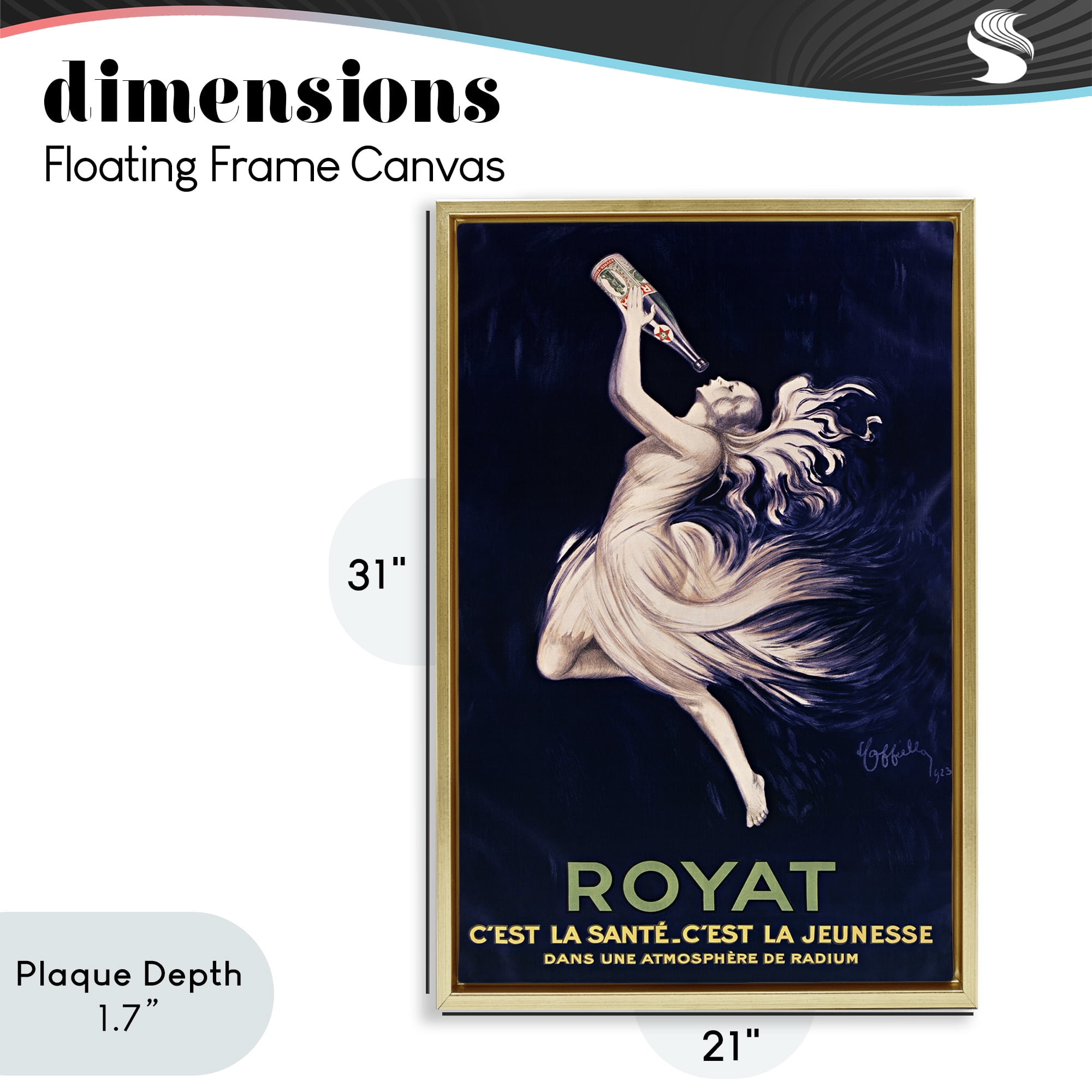 Stupell Industries Royat 1923 Advertisement Gold Framed Floater Canvas Wall Art, design by Leonetto Cappiello