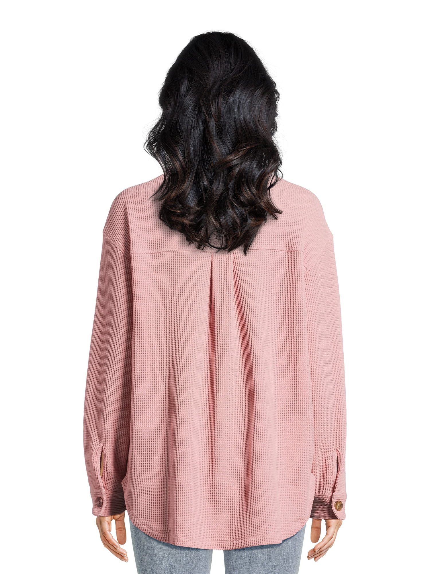Time and Tru Women's Waffle Knit Shacket, Sizes XS-XXXL