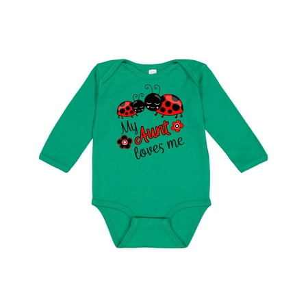 

Inktastic My Aunt Loves Me with Cute Ladybugs Gift Baby Boy or Baby Girl Long Sleeve Bodysuit