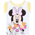 thumbnail image 2 of Disney Toddler/Little/Big Girls' Princess Pajama Set 4-Piece Cotton Sleepwear - Minnie Floral  Pink/Yellow, 3T, 2 of 5