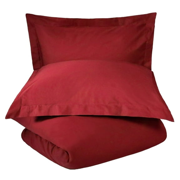 Superior Tierney Cotton Percale Duvet Cover Set, Twin, Burgundy