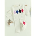 thumbnail image 3 of SUNSIOM Toddler Boys Fall Outfits Geometry Pattern Crew Neck Long Sleeve Sweatshirts and Long Pants 2Pcs Clothes Set, 3 of 9