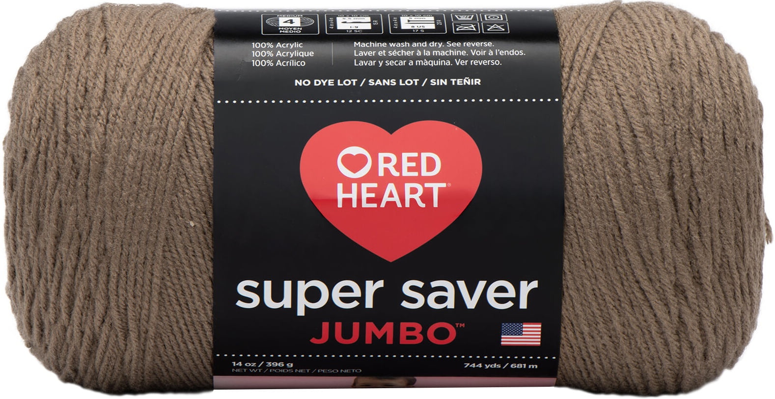 Red Heart Super Saver Yarn-Cafe Latte, Multipack Of 2