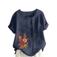 thumbnail image 1 of Camisetas de Manga Corta para las Mujeres Impreso Botón de Manga Corta Camiseta Blusa Poliéster, Ropa Casual Mirar Superior para las Mujeres, 1 of 4