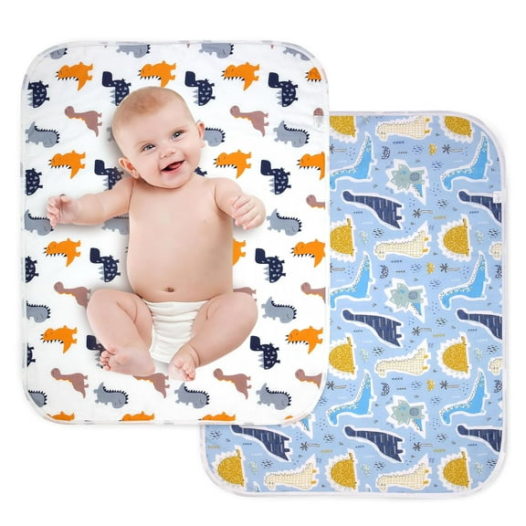 1Pack/2Pack Diaper Changing Pads for Baby, Dinosaur Change Mat, 3Layers Waterproof Change Pad Foldable Absorbent Mats for Women, Reusable Incontinence Underpads for Patient 24''x30''