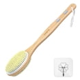 thumbnail image 1 of Cepillo corporal de bambú con cerdas naturales rígidas y suaves, cepillo de espalda para ducha con mango largo, cabezal de cepillo de doble cara para cepillado húmedo o seco, Exfo, 1 of 5