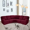 thumbnail image 1 of HAHDAXIA Housse Extensible pour Fauteuil Inclinable 5 Places 7 Pcs en Forme de L, Housse de Canapé Sectionnelle en Velours, Protecteur de Meubles, Housses de Canapé en Jacquard Doux, Lavable, Rouge Vin, 1 of 7