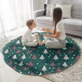 thumbnail image 3 of Dark Green Christmas Tree Pattern Round Blanket,Comfortable Soft Flannel Throw Blanket,All Season,Warm Lightweight Blankets for Sofa Bed Couch Living Room Chair 60"x60", 3 of 5