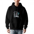 thumbnail image 2 of Men's Long Sleeve Hooded Pullover Sweatshirt - Black with ' Bali ' & ' AL ' Design Front Pocket Drawstrings Relaxed Fit, 2 of 7