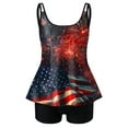 thumbnail image 4 of Zhden Womens Tankini Swimsuits with Shorts American Flag Graphic Two-Piece Tankini Swimsuits Tummy Control Tankini Swimsuits(Z01-,XL), 4 of 5