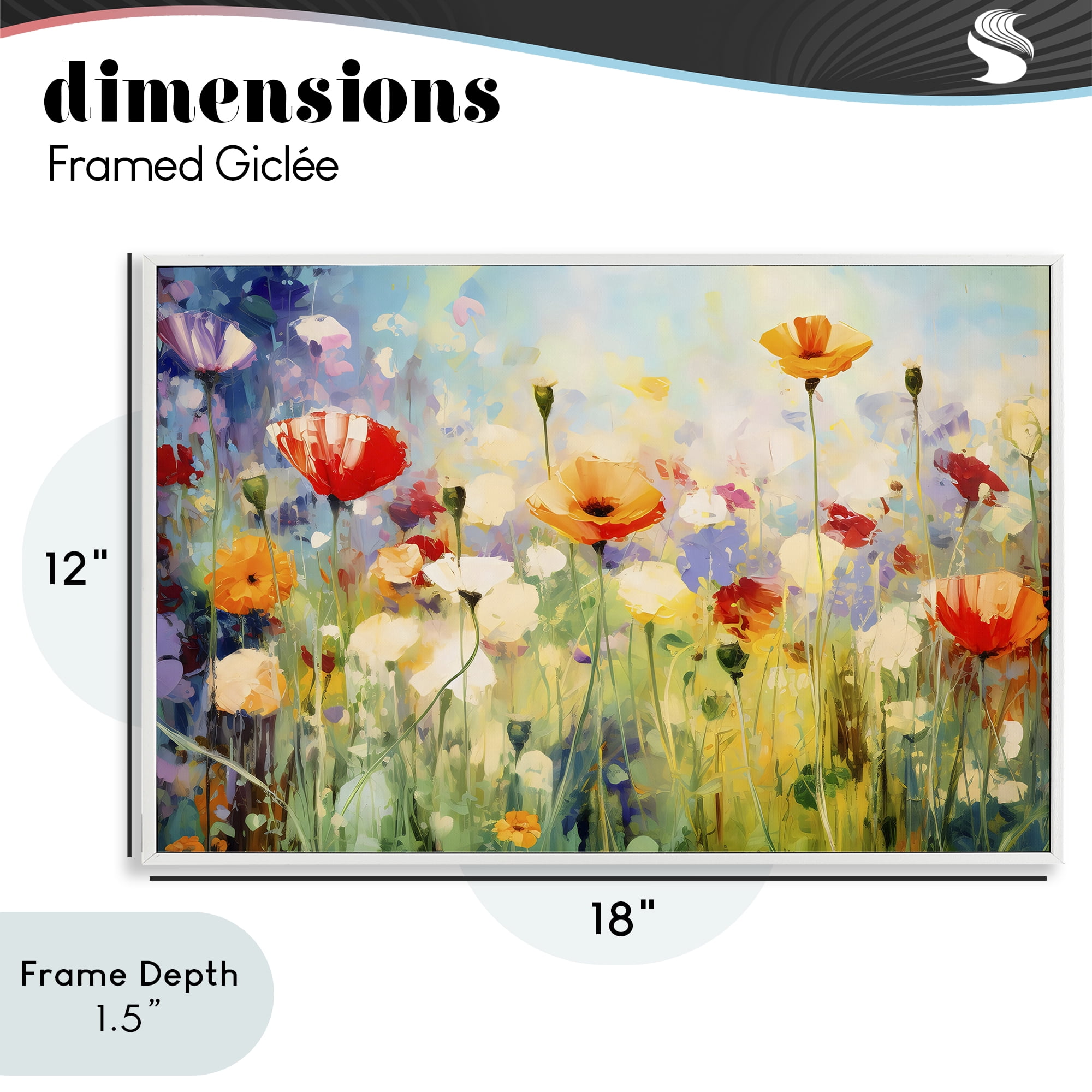 Stupell Industries Sunlit Meadow of Colorful Blooms White Framed Giclee Art, design by Creative Studio