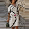 thumbnail image 1 of SMihono Robe d'Été Grande Taille pour Femmes 2023 Mode Robe Longue Décontractée à Manches Mi-Longues Col en V Imprimée, 1 of 5