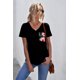 thumbnail image 1 of ABPHQTO Camiseta con bolsillo de jersey con estampado floral informal para mujer de color negro para mujer, 1 of 5