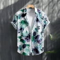 thumbnail image 2 of Stamzod Beach Shirts for Men Fashion Vintage Printing Short Sleeve Summer Shirts Casual Loose Button Down Shirts for Men Green A XL, 2 of 5