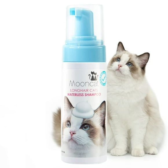 Waterless Cat Shampoo - Gentle Dry Shampoo for Longhair Cats - No Rinse Foam Cat Bath - Cat Grooming Solution - Sensitive and Safe for Kittens - Pen Free - Detangling Formula - pH Balanced (5 oz)