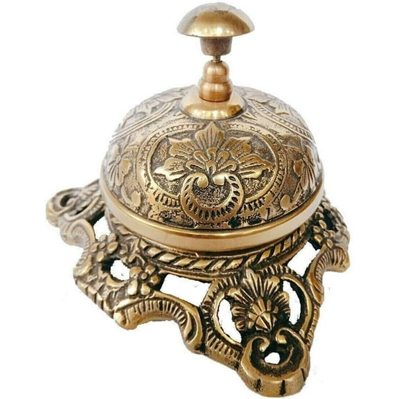 Antique Brass Bell, Nautical Hotel Desk Counter Bell, Reception Bell, School Bel