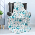 thumbnail image 4 of Nautical Soft Flannel Fleece Blanket, Illustration of Underwater Creatures Depicted in Nursery Pattern Art, Cozy Plush for Indoor and Outdoor Use, 60" x 80", Dark Salmon and Sea Blue, by Ambesonne, 4 of 5
