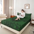 thumbnail image 4 of Castle Fairy Skull Moth Damask 4pcs Bed Sheets for Female Men,Abstract Gothic Theme King Sheets,Bohemian Traditional Flower Super Cozy Sheet Set,Microfiber Bedroom Decor, 4 of 7