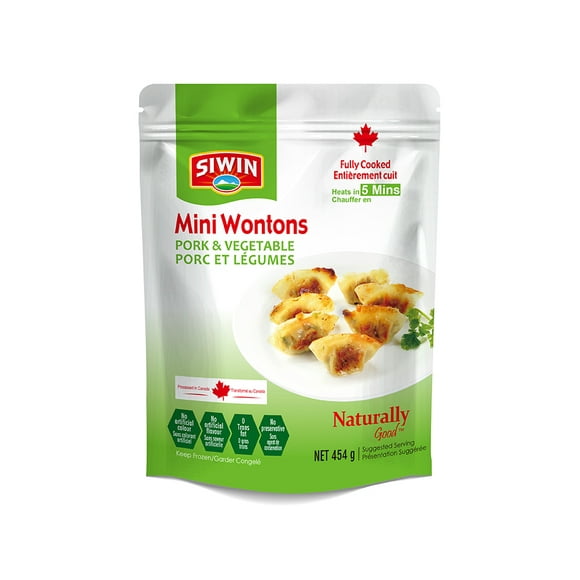 Mini wonton au porc et aux légumes Siwin 454 g, fabriqué au Canada PORC LÉGUME WONTONS