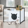 thumbnail image 2 of Pefilos 30" Hidden Cat Litter Box Enclosed Furniture, Indoor Wood Cat House with Iron Sturdy Structure, White, 2 of 8