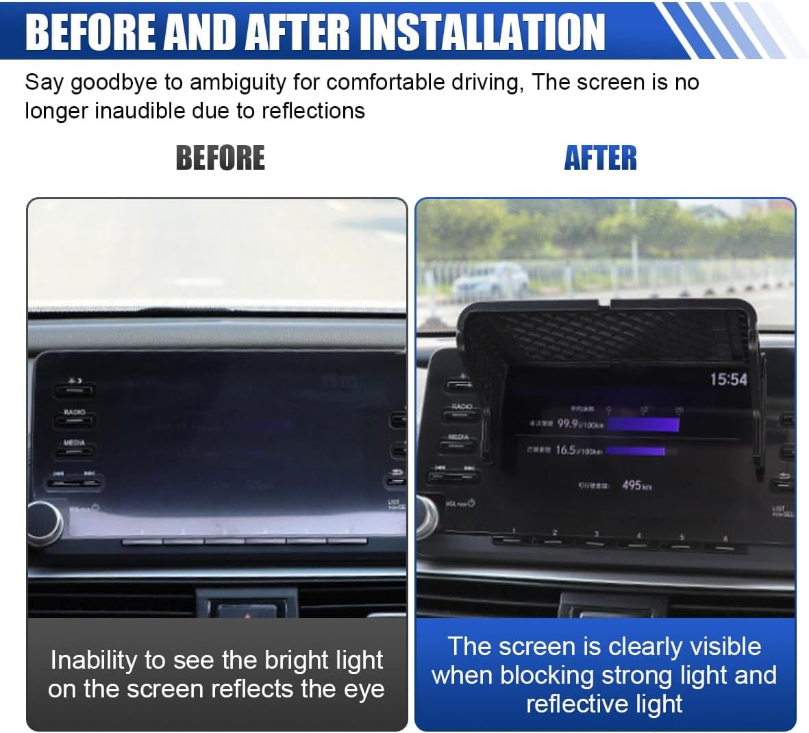 Car GPS Sun Shade, 7-12 inch Navigators Sun Shade Anti-Glare Shield, Car GPS Navigator Visor Display Screen Cover, Universal Vehicle Interior Accessories for Safety Driving