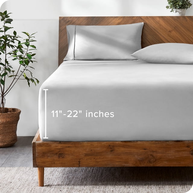 Sábana Ajustable Bare Home Colección Premium 1800 22' Tamaño King Gris Nube