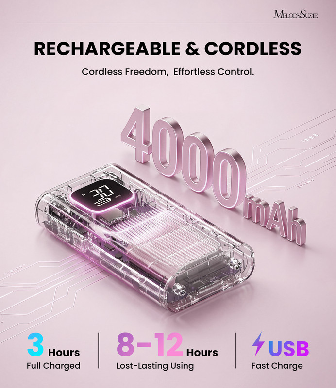 MelodySusie SC300E Clip-On Cordless Nail Drill, 30000 RPM, Pink photo 8