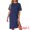 Blue, variant on DARING DIVA Women's Casual Pajama Dress Loose Fit Short Sleeve Sleepwear M Gray
