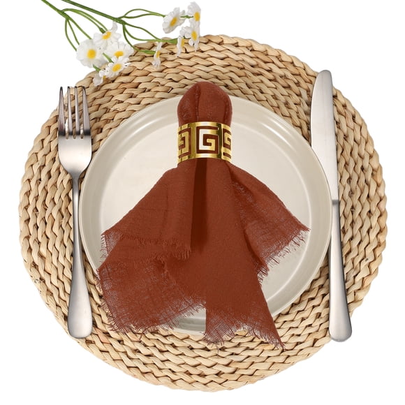 Uxcell 6Pcs Servilletas de Lino de Algodón, 13 x 13 Pulgadas, Lavables y Reutilizables, Decoración de Mesa para Bodas y Cenas, Caramelo