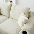 thumbnail image 2 of Corduroy Modular Sofa Set with Storage Ottomans & Cup Holders - Space-Saving Sectional for Small Living Rooms, Bedrooms, and Home Offices, Cream, 2 of 6