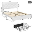 thumbnail image 2 of Homfa Full Size Bed Frame with Storage, PU Leather Upholstered Platform Bed with 2 Storage Drawers & Adjustable Button Headboard, White, 2 of 11