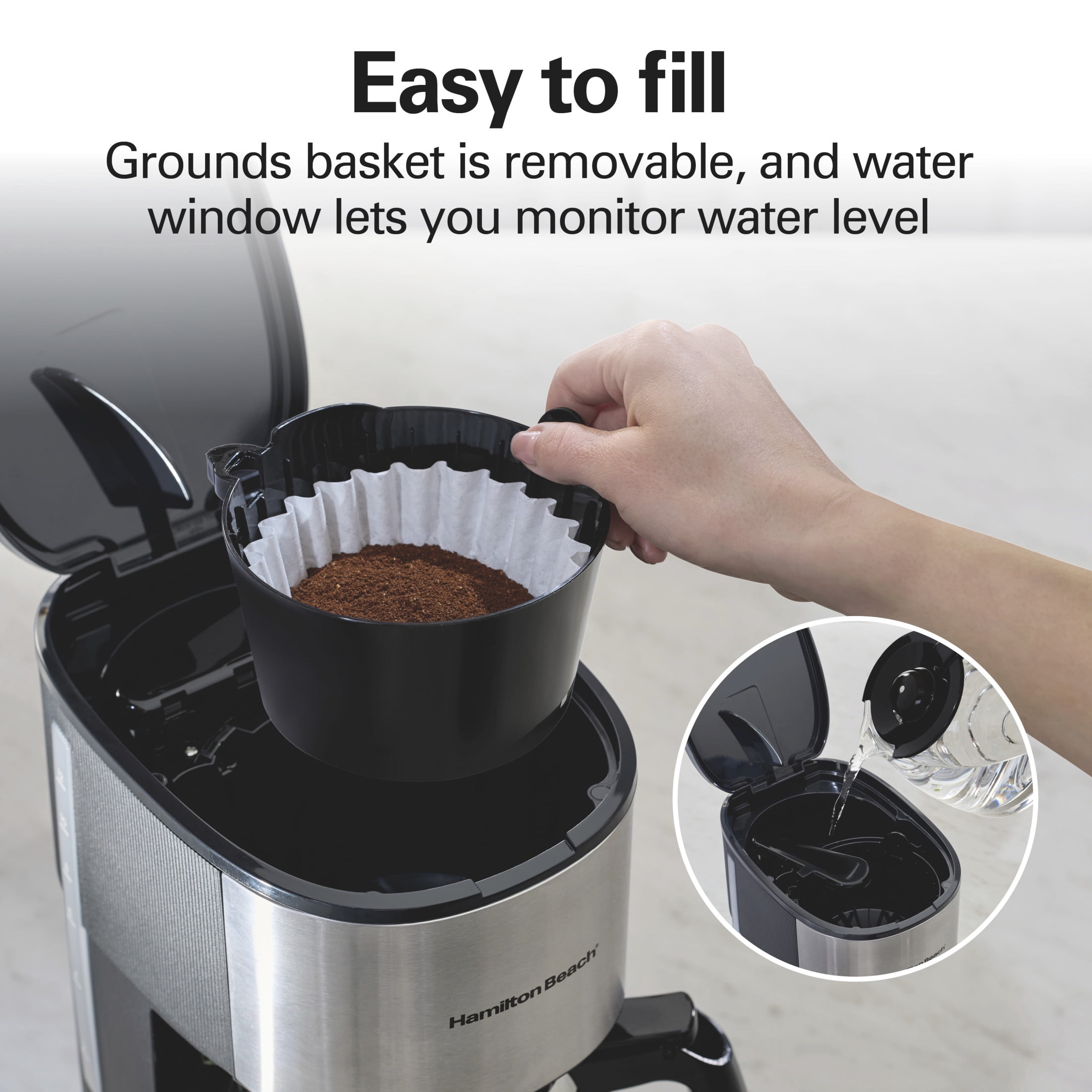 Hamilton Beach 12 Cup Programmable Coffee Maker, Borosilicate Glass Carafe, Matte Black