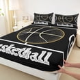 thumbnail image 4 of Castle Fairy Sport Basketball King Sheets 4pcs, Black White Gold Bedding,1 Fitted Sheet, 1 Flat Sheet and 2 Pillowcases, 4 of 6