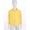 thumbnail image 2 of iixpin Kids Girls Boys Button Down School Uniform Shirts Casual Solid Long Sleeve Oxford Shirts Blouse Tops Yellow 11-12, 2 of 7