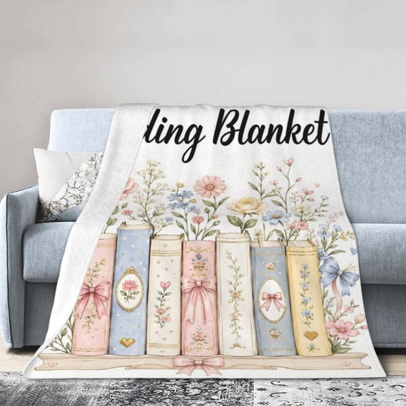 Book Lover Blanket Gift Throw Blanket Cozy Soft Floral Reading Gift for Women Library Decor 50x40
