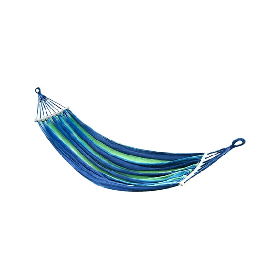 Double Hammock, 2 Person Extra Large Total Length Load 500lb Canvas Cotton Hammock for Patio Porch Garden Backyard Lounging Outdoor and Indoor Blue
