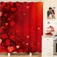thumbnail image 5 of Valentine's Day Shower Curtain with Hooks - Waterproof Curtain with Heart-Shaped Rose Print, Romantic Bathroom Decor Washable Shower Liner, 5 of 6