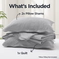 thumbnail image 4 of Ameha 3 Piece Reversible Quilt Set Ultra Soft Floral Coverlet Microfiber Bedding Set Cal.King Silver All Season, 4 of 11