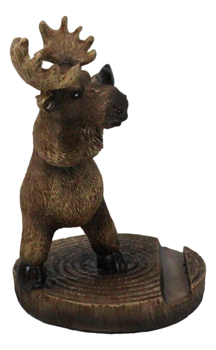 Rustic Western Whimsical Elk Moose Standing On Tree Ring Cell Phone Holder Stand