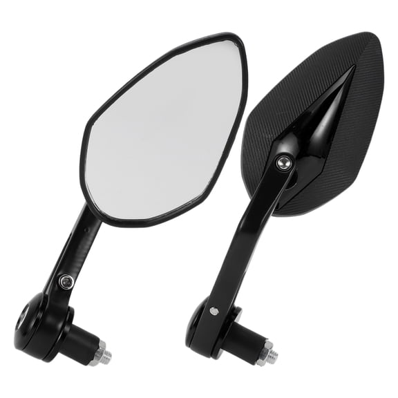 Unique Bargains Universal Motorcycle Rear View Mirrors Adjustable Bar End Side Mirrors Mount Aluminum Plastic 1 Set Black M8 Prismatic Shape