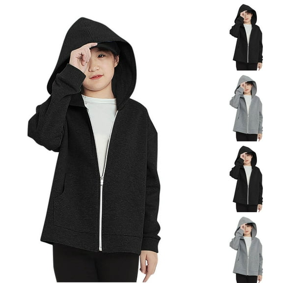Ashirexll Girls Hoodies, Comfort Hoodie, Fall and Winter Hooded Blouse Coat Children Hooded Zipper Jacket Long Sleeve Hoodies