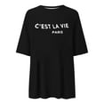 thumbnail image 4 of Hauts, T-Shirts et Chemisiers pour Femmes, T-Shirt Décontracté à Imprimé, Manches Courtes, Col Rond, Blouse Douce, Noir, M, 4 of 6