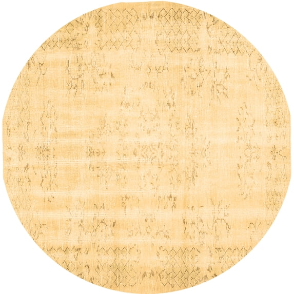 Ahgly Company Indoor Round Abstract Brown Contemporary Area Rugs, 6' Round
