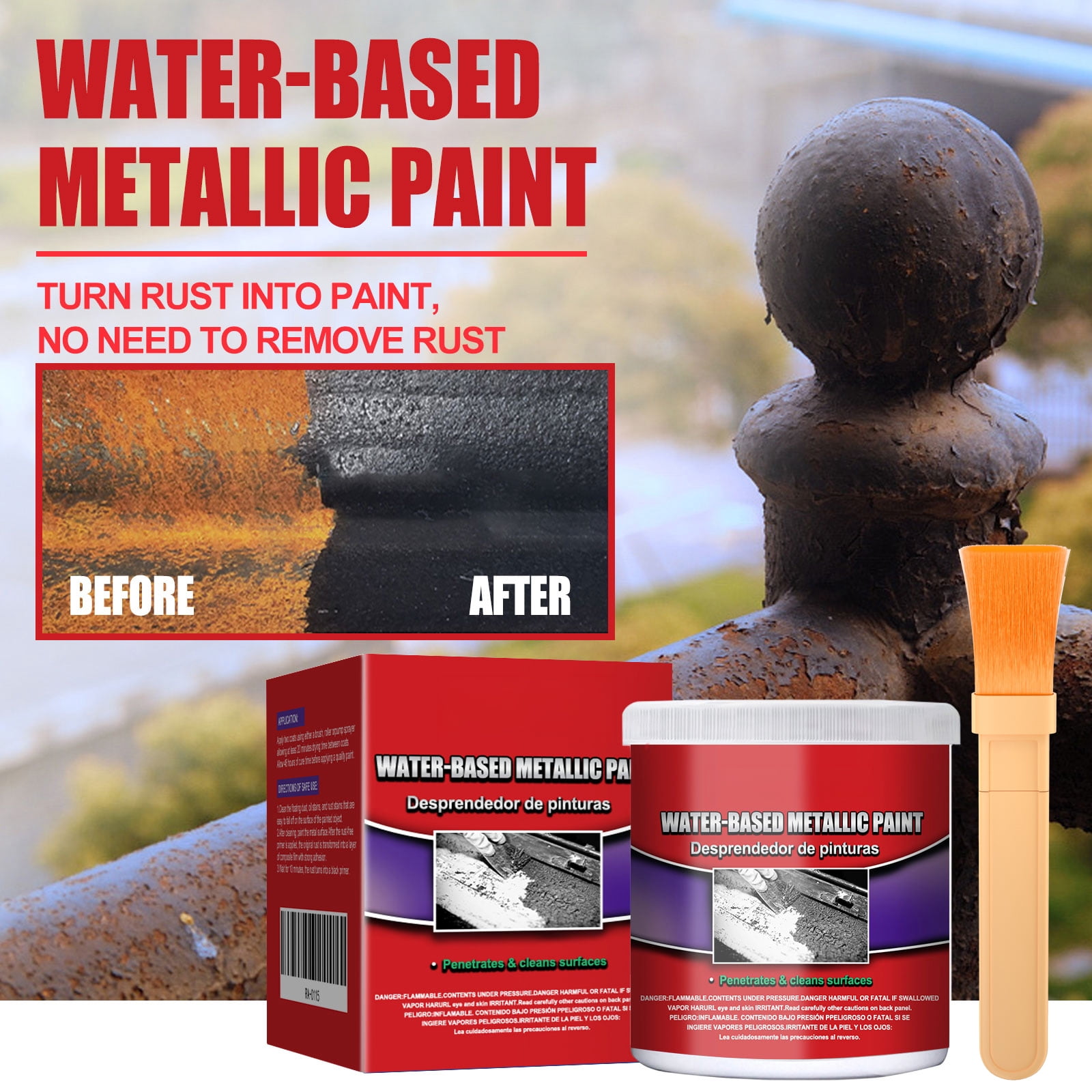 Alvantor 3.52oz Rust Converter and Metal Primer Water-Based Anti-Corrosion Paint for Automotive Marine Industrial Use